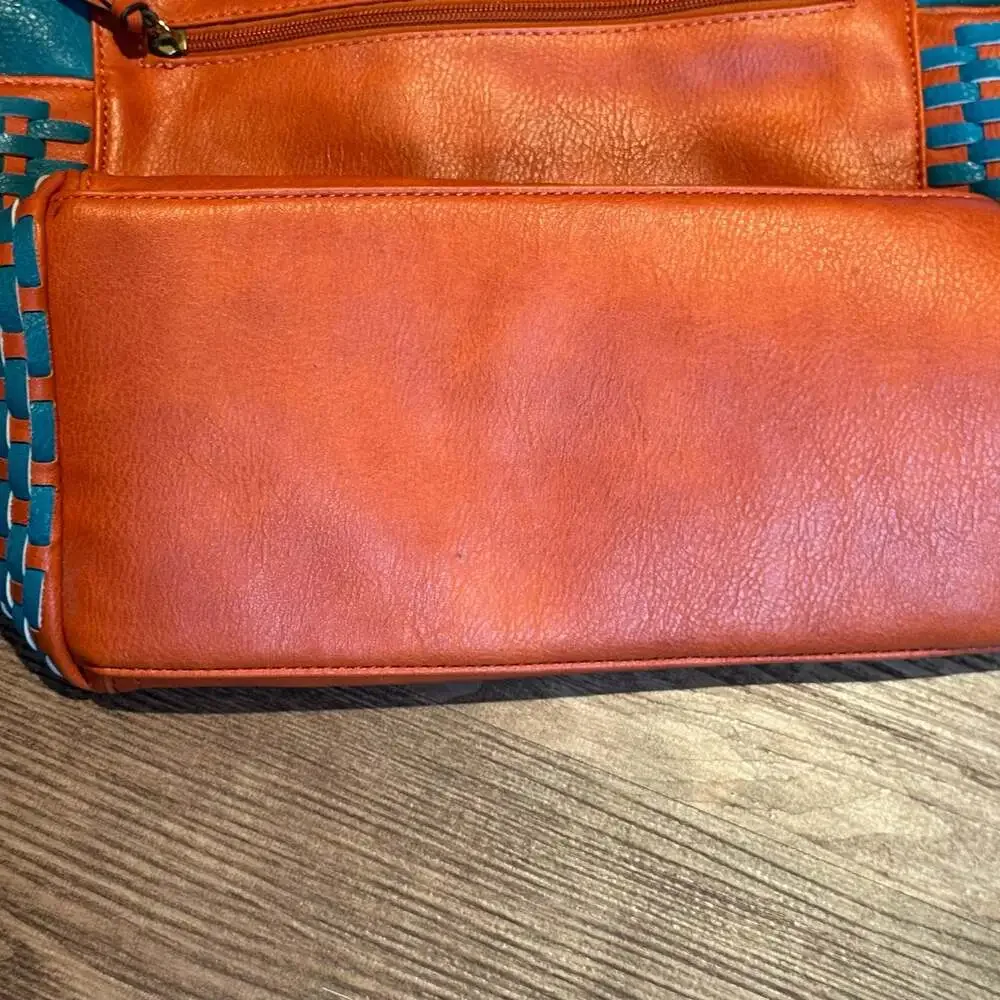 Wrangler Orange & Turquoise Tote Crossbody Shoulder Bag Western Boho